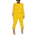 thumbnail image 1 of Akmipoem Women 2 Piece Outfits Sets Striped Ruffle Trackpants Tracksuit Jogging Suits, 1 of 4
