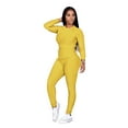 thumbnail image 1 of Akmipoem Women 2 Piece Outfits Textured Tracksuit Jogging Suits Long Sleeve Leggings Sweatsuits Sets, 1 of 5
