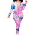 thumbnail image 1 of Akmipoem Women 2 Piece Outfits Tie Dye Sweatsuit Leggings Zip Jacket Jogging Tracksuit Set, 1 of 5