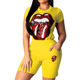 thumbnail image 1 of Akmipoem Women Tracksuit 2 Piece Outfits Set Workout Biker Short Set Lips Graphic Summer Gym Pants Suits Sweatsuit, 1 of 5