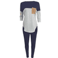 thumbnail image 1 of Akmipoem Women Two Piece Outfits Color Block Sweatsuit Sets Skinny Leggings Tracksuit Loungewear, 1 of 5