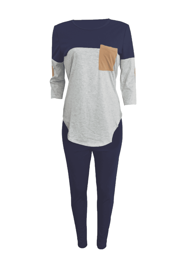 Women Two Piece Outfits Color Block Sweatsuit Sets Skinny Leggings Tracksuit Loungewear