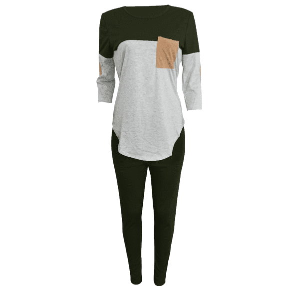 Akmipoem Women Two Piece Outfits Color Block Sweatsuit Sets Skinny Leggings Tracksuit Loungewear