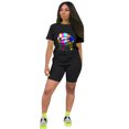 thumbnail image 1 of Akmipoem Women Two Piece Outfits Lips Rainbow Graphic Biker Short Set Workout Summer Tracksuits, 1 of 5