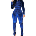 thumbnail image 1 of Akmipoem Womens 2 Piece Velour Tracksuit Ruched Front Top Zip up Jacket Velvet Joggers Sweatsuit, 1 of 5