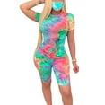 thumbnail image 1 of Akmipoem Womens Outfits Sets Summer Two Piece Biker Short Sets Tie Dye Yoga Track Suit, 1 of 5