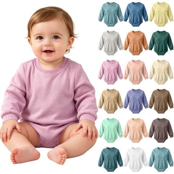 Akmoler Baby Boys and Girls Long Sleeve Bodysuit, Solid Color Crew Neck Snap-Crotch One-Piece | Army Green 0-3 Months
