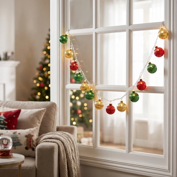 Akmoler Christmas Globe Strings Light Battery Powered, 5FT 10LED Bulbs, Warm White Hanging Fairy Lights for Indoor Outdoor Room, Bedroom, Garden, Dorm, Xmas Tree