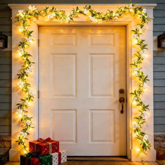 Akmoler Christmas Vine String Lights Indoor Outdoor, 6FT 35LED Fairy Lights Battery Powered Waterproof for Room Bedroom Xmas Tree Decor, Garden, Wedding Party