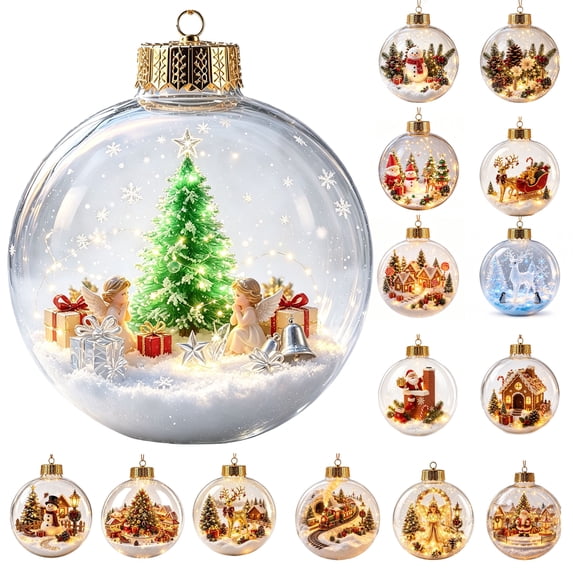 Akmoler Glowing Christmas Story Ornament, Light-Up Mini Holiday Scene with Warm LED Light, Festive Keepsake Gift for Home Party Tree Mantel, Christmas Decorations & Gifting Use