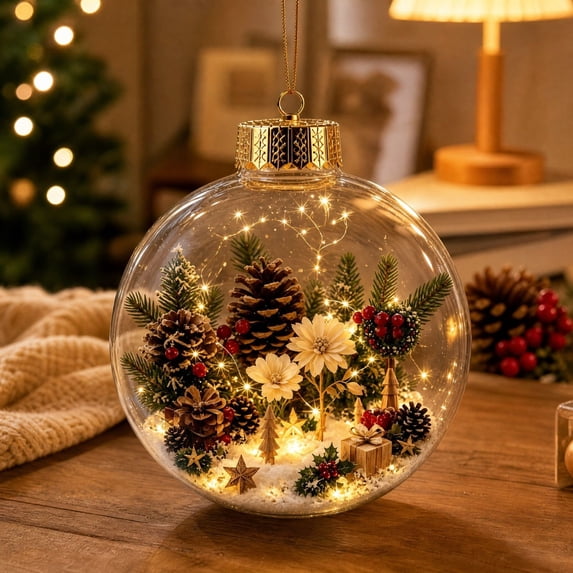 Akmoler Glowing Christmas Story Ornament, Light-Up Mini Holiday Scene with Warm LED Light, Festive Keepsake Gift for Home Party Tree Mantel, Christmas Decorations & Gifting Use