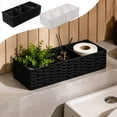 thumbnail image 1 of Akmoler Woven Toilet Paper Storage Basket, 3-Section Divided Tank Topper, Natural Handwoven Paper Rope Basket Organizer for Bathroom Countertop Shelf Bathroom Home Decor - Black, 1 of 8