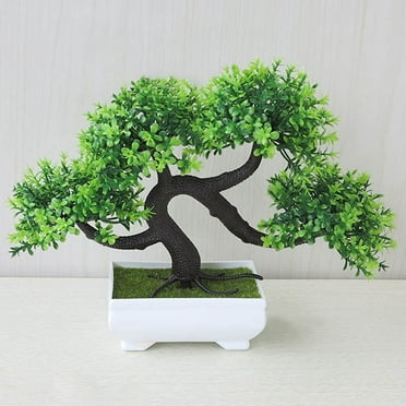 AkoaDa 1 Pc Welcoming Pine Emulate Bonsai Simulation Decorative Artificial Flowers Wreathes Fake Green Pot Plants Ornaments Home Decor(Green)