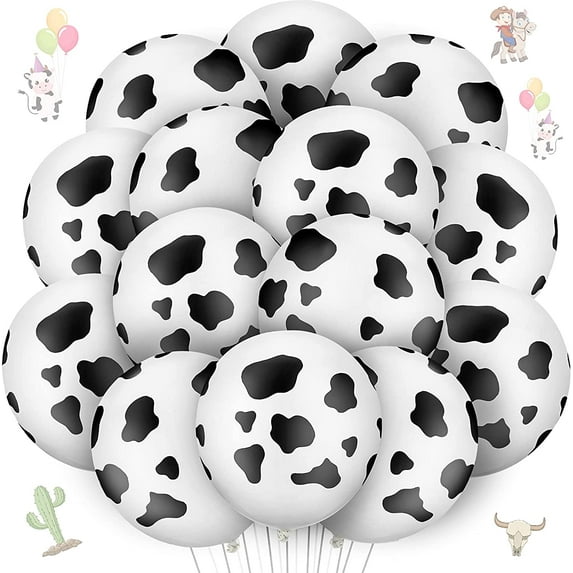 AkoaDa 10/20/30/50 Pack 12 Inches Funny Cow Print Latex Balloons for Children's Birthday Farm Animal Theme Party Supplies Decoration(Cow Style)