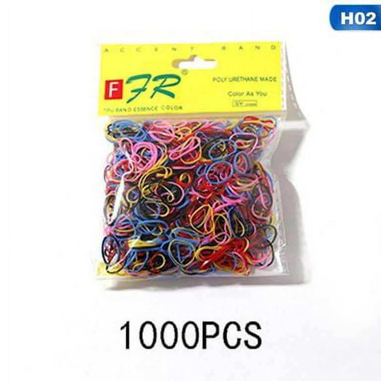 Akoada 1000 Rainbow Rubber Soft Elastic Bands, Premium Small Tiny Rubber Bands for Kids Hair, Braids Hair, Wedding Hairstyle, H02