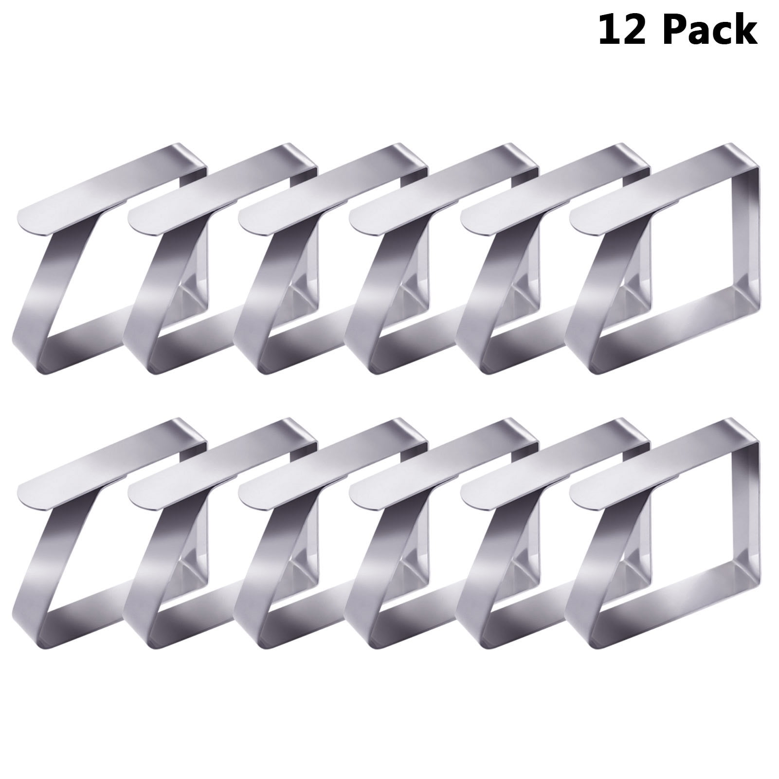 AkoaDa 12 Pack 5 * 4 cm Large Strong Silver Tablecloth Clips,Stainless