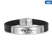 AkoaDa 14 Styles Religious Scripture Quote Christian Bible Verse Carved Stainless Steel Inspirational Faith Silicone Bracelets For Unisex Women Men