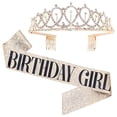 thumbnail image 1 of AkoaDa Birthday-Girl Sash Tiara Crown Set, Sparkling Crown with the Same Shoulder Strap Birthday Gifts Decorations for Girls Women(Gold), 1 of 9