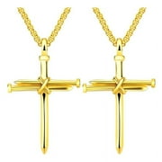 AkoaDa Men\'s Jewelry Stainless Steel Nail and Rope Cross Pendant Necklace Newes(Gold,2PCS)