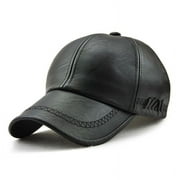 AkoaDa Mens Adjustable Size Baseball Cap Hat PU Leather 3 Colors Sport Hat Baseball CapBlack