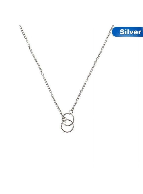 AkoaDa Min1pc Gold and Silver Infinity Double Circles Necklace for Girls Circles Pendant Necklace Freeshipping