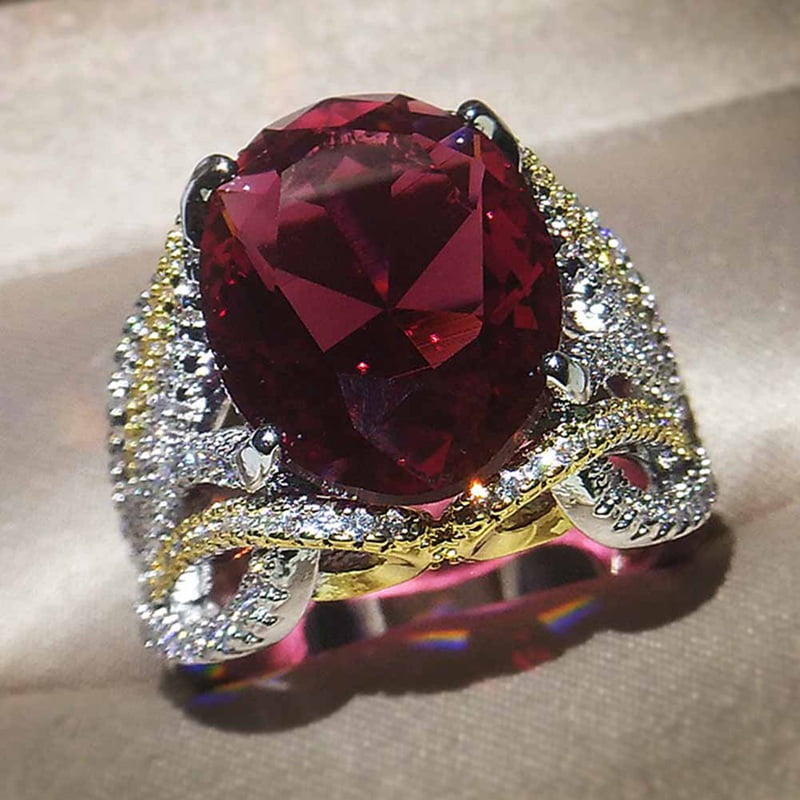 AkoaDa New Women Fashion White Ruby Ring 925 Silver Engagement Ring ...