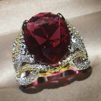 AkoaDa New Women Fashion White Ruby Ring 925 Silver Engagement Ring Jewelry Size 6-10 Grateful