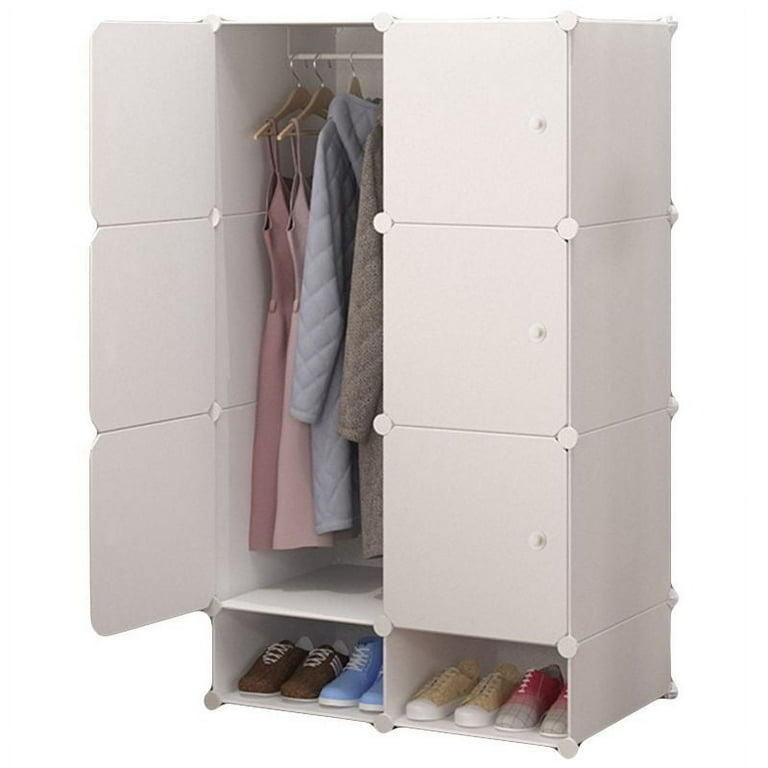 AkoaDa Portable Wardrobe Closets Depth Cube Storage Bedroom Armoire with Doors Single cell Load bearing 20 kg