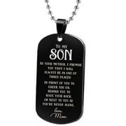 AkoaDa Stainless Steel Dog Tags Necklace,to My Son from Mom and Dad,Meaningful Gift for Birthday Christmas(Black)
