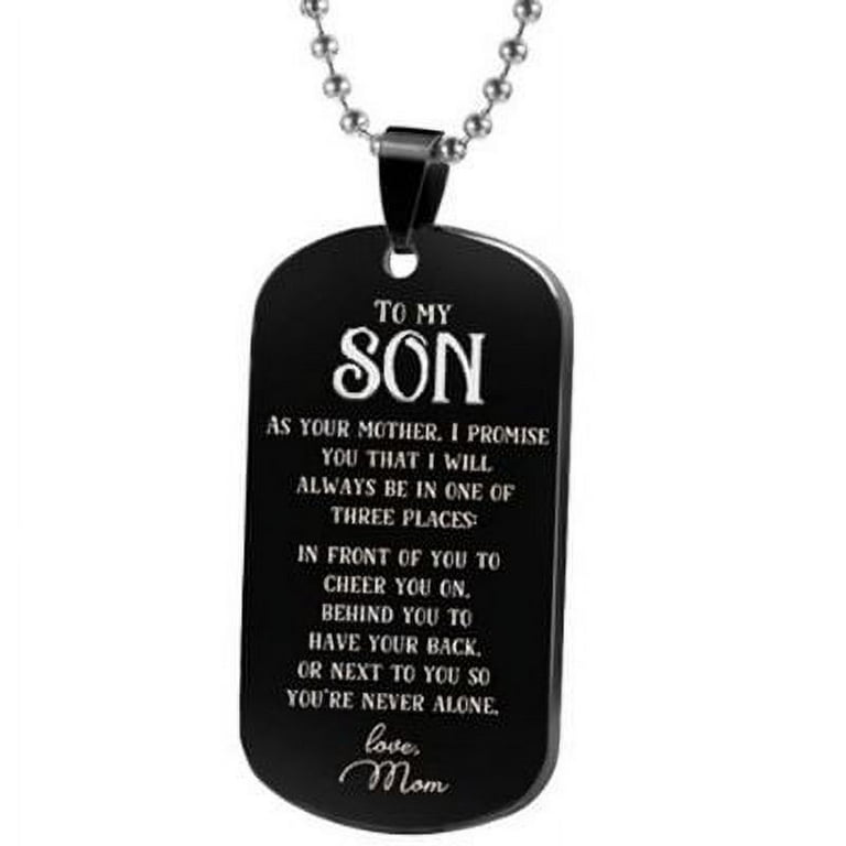 AkoaDa Stainless Steel Dog Tags Necklace to My Son from Mom and Dad Meaningful Gift for Birthday Christmas Black