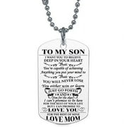 AkoaDa To My Son Daughter I Want You To Believe Love Dad Mom Dog Tag Military Necklace Ball Chain Son Birthday Graduation Gifts(Silver-Mom to son)