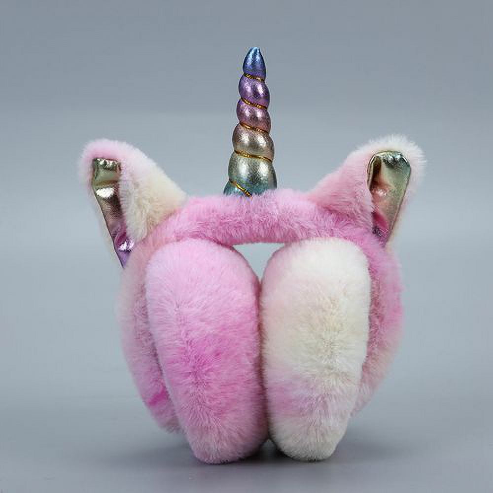 AkoaDa Winter Unicorn Earmuffs and Gloves Set, Cute Cartoon Rainbow