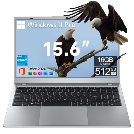 Akocrsiy 15.6" Laptop Computer, 16GB RAM 512GB SSD, Intel Pentium 6500Y (up to 3.4GHz) with Microsoft Office, Windows 11 Pro Laptop, 1920*1080 IPS Display WiFi5 BT5.0 for Business Student