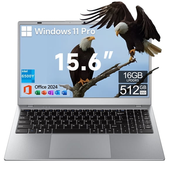Akocrsiy 15.6" Laptop Computer, 16GB RAM 512GB SSD, Intel Pentium 6500Y (up to 3.4GHz) with Microsoft Office, Windows 11 Pro Laptop, 1920*1080 IPS Display WiFi5 BT5.0 for Business Student