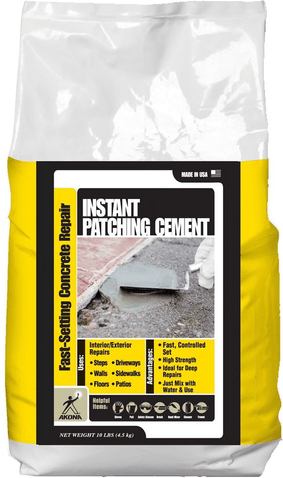Akona Instant Patching Cement - 4 in, Gray, 10 lb. Bag