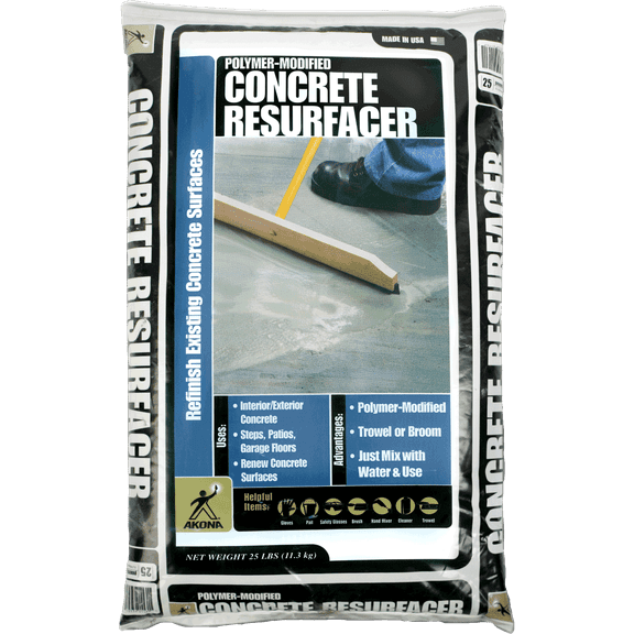 Akona, Polymer-Modified Concrete, Resurfacer Industrial Sealant, 25 lb