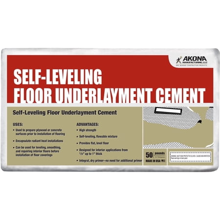 Akona Self-Leveling Floor Underlayment - Vinyl, Concrete, Tile, Hardwood, and More, 50 sq. ft. of Coverage (50 Pound, 1)