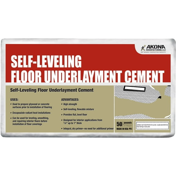 Akona Self-Leveling Floor Underlayment - Vinyl, Concrete, Tile, Hardwood, and More, 50 sq. ft. of Coverage (50 Pound, 1)