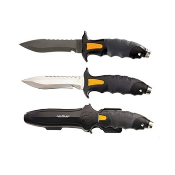 Akona Talon Dive Knife with Pressure Locking Sheath in Stainless Steel or Titanium