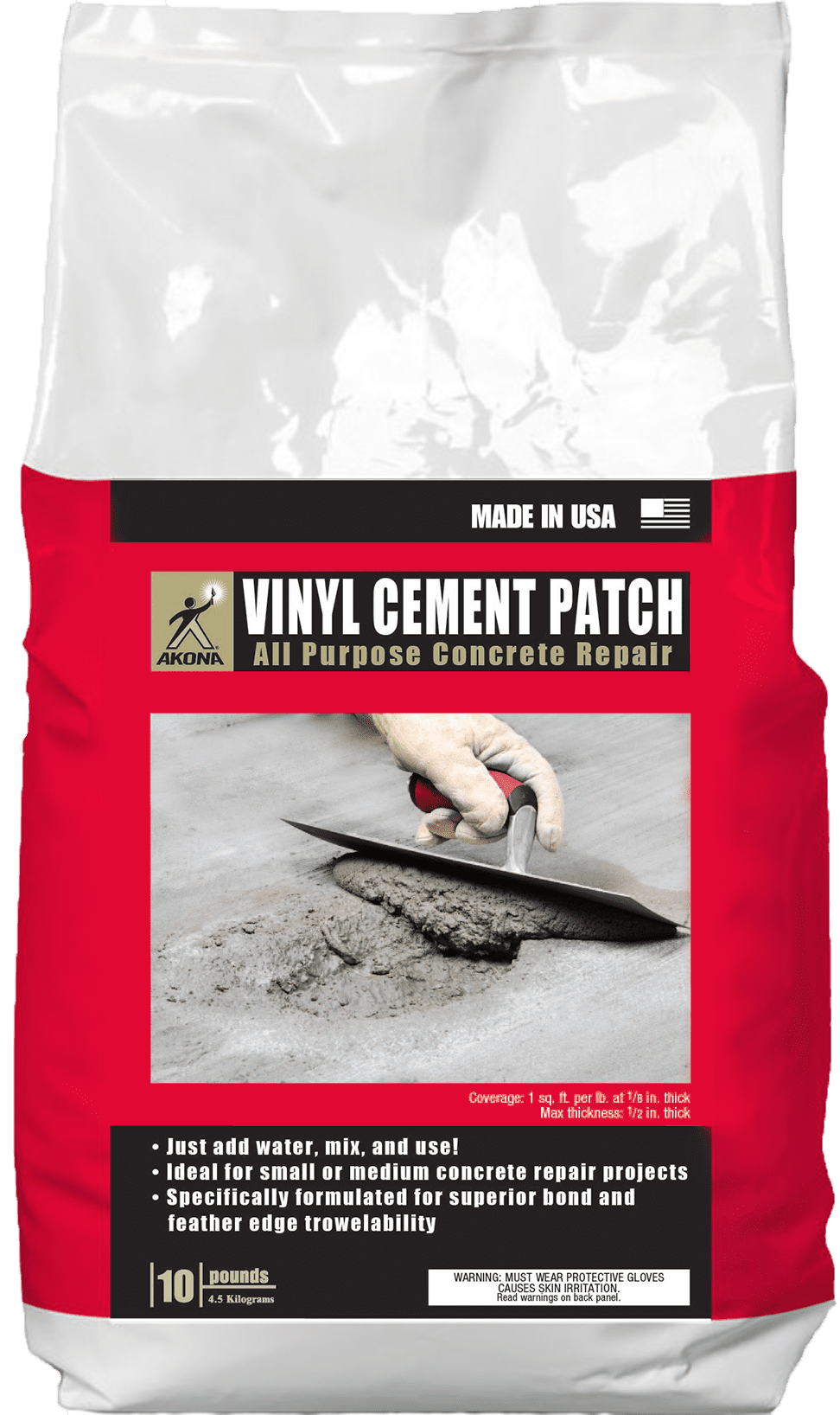 Akona Vinyl Cement Patch Repair Concrete Surfaces, Concrete Stains & Finishes, 10 Pound Bag