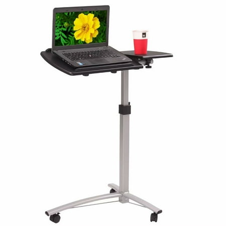 Akoyovwerve Adjustable Laptop Table with Wheels for Bed/Sofa,Portable Rolling Computer Desk, Black