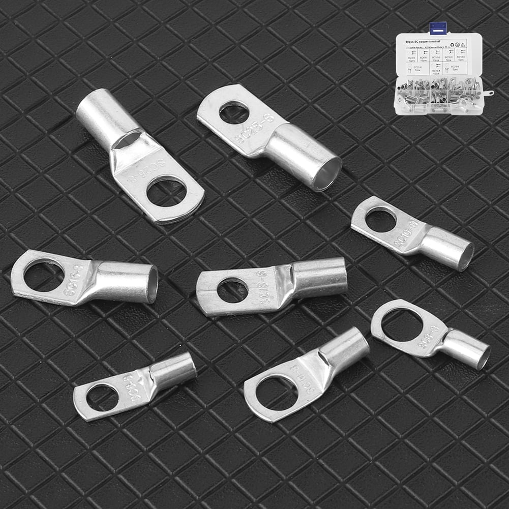 Akozon 60pcs SC Terminals Red Copper Electrical Cable Connector Set