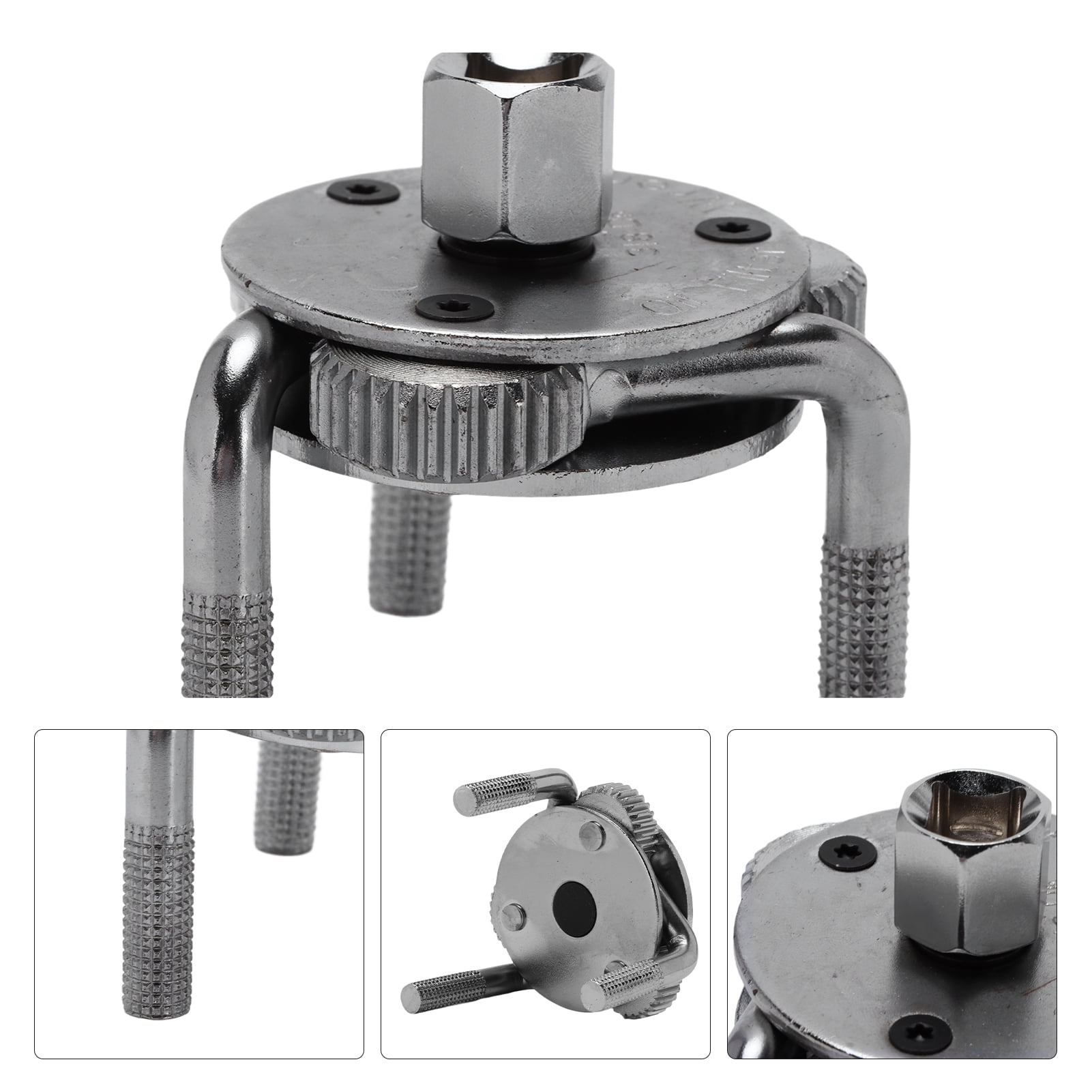 Akozon Oil Filter Wrench, Universal 3Jaw Oil Filter Spanner Steel