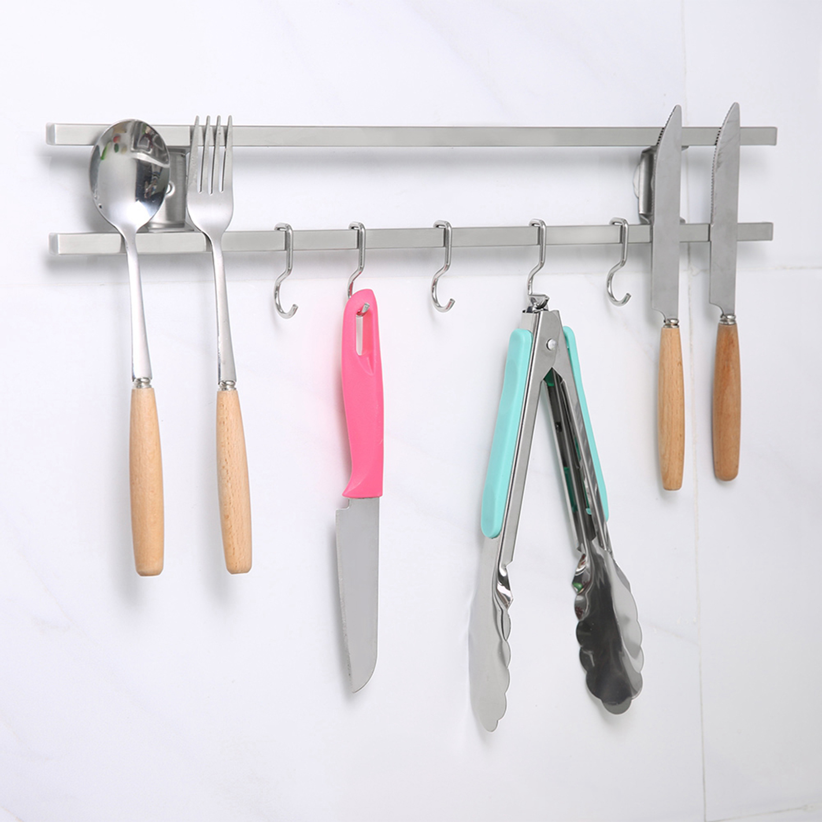 Akozon Wall Mounted Kitchen Knife Holder Double Bar Kitchen
