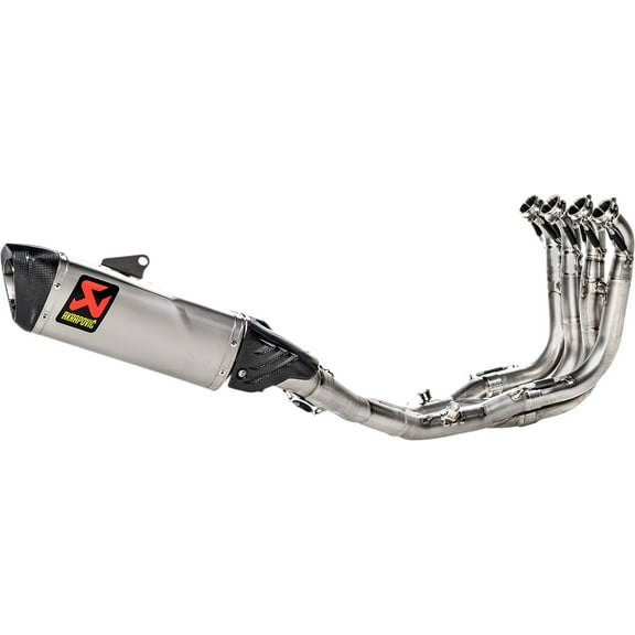 Akrapovic Evolution Line Full System Exhaust 4-Into-1 Titanium Pipe & Muffler Slash-Cut Black End Cap Street (S-B10E10-APLT)