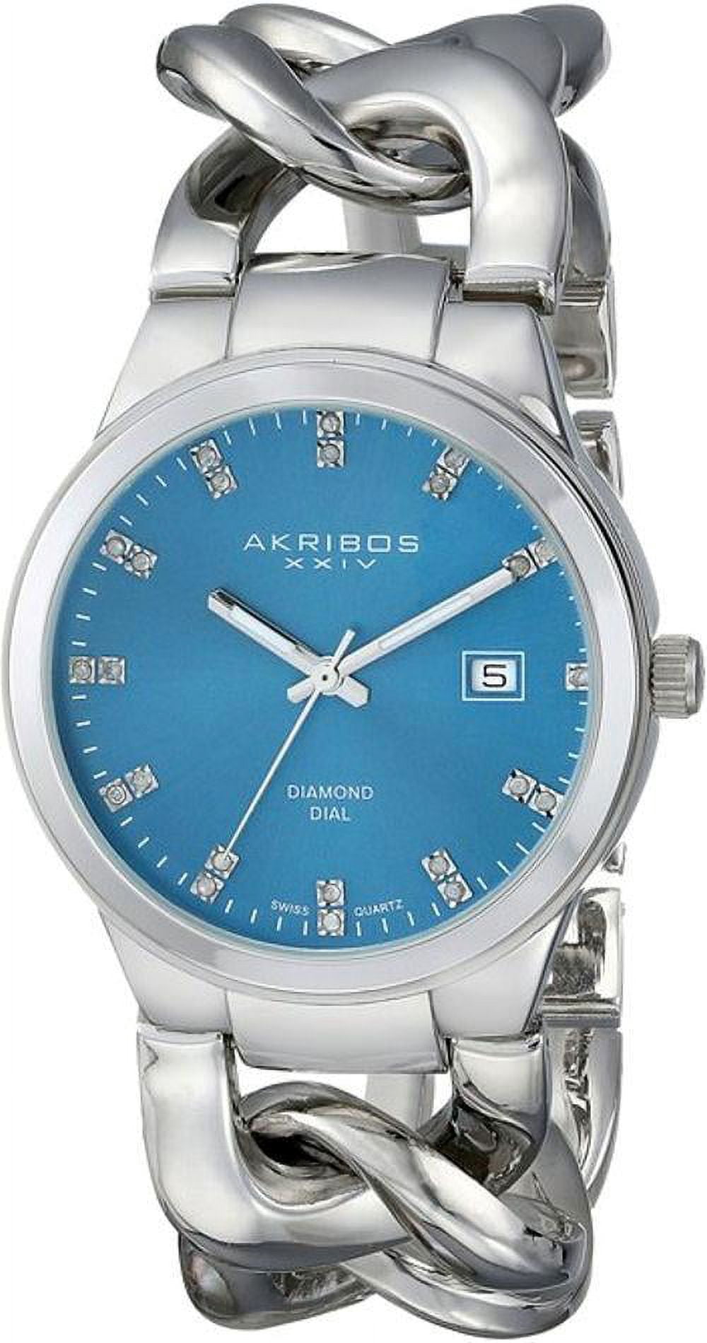 Akribos AK759SSTQ Swiss Quartz Date Turquoise Diamond  display picture 3