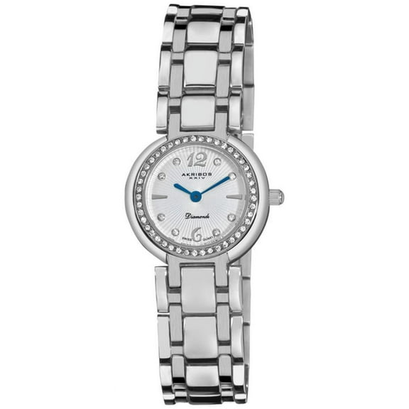 Akribos XXIV AK513SS Crystal Bezel Diamond Markers Stainless Steel Womens Watch