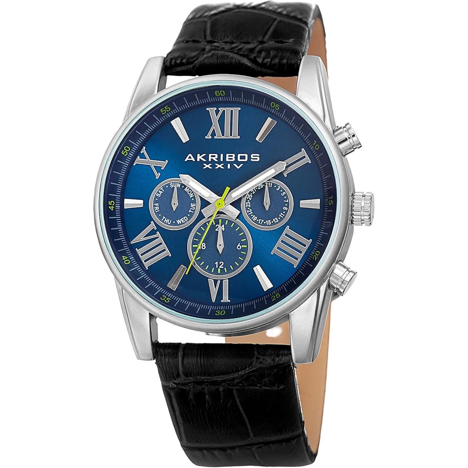 Akribos watch with blue ceramic band