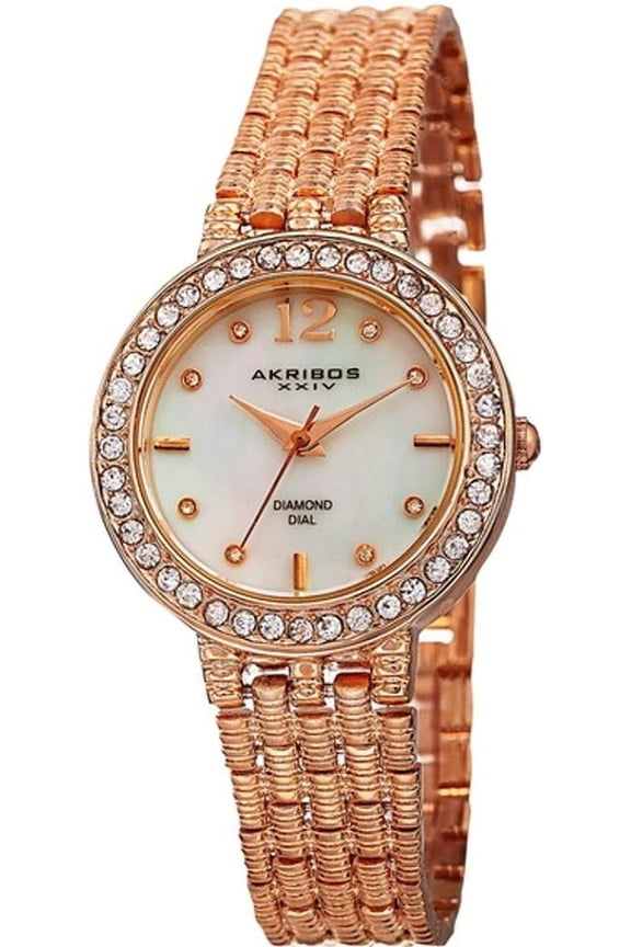 XXIV AK757RG Swiss Quartz Diamond Markers MOP Dial Rosetone Womens Watch