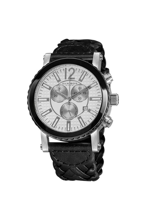 XXIV Men's Swiss Quartz Water Resistant Braided Black Strap Chronograph Watch